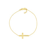 14k Yellow Gold Sideways Cross Bracelet
